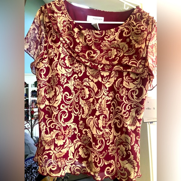 Sag Harbor Tops - NWT  SAG HARBOR Burgundy Paisley Blouse  14P  $70
